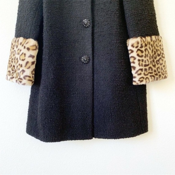 Kate Spade Leopard Cuff Boucle Faux Fur Jewel Button Coat 2 - Picture 14 of 16